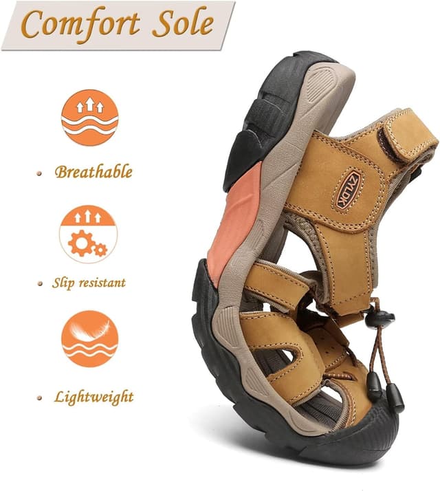 Detalle 2 de ZYLDK Sports closed-toe leather outdoor sandals for men