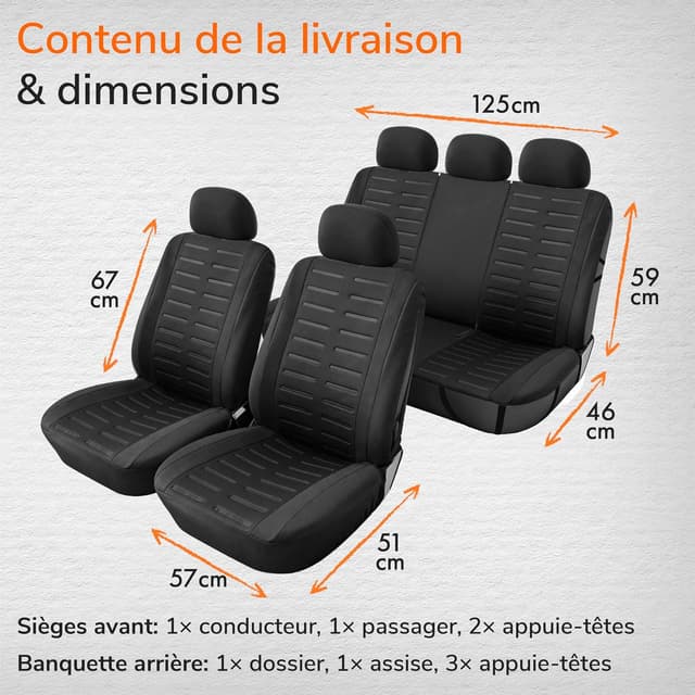 Thumbnail 3 de upgrade4cars Housses de Siège Voiture Universel 9 pièces