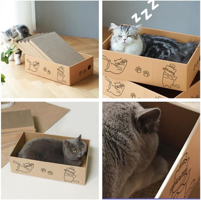 Thumbnail 6 de Cat Scratching Board with Box 42 x 26 cm 5 Layers Cat Scratcher