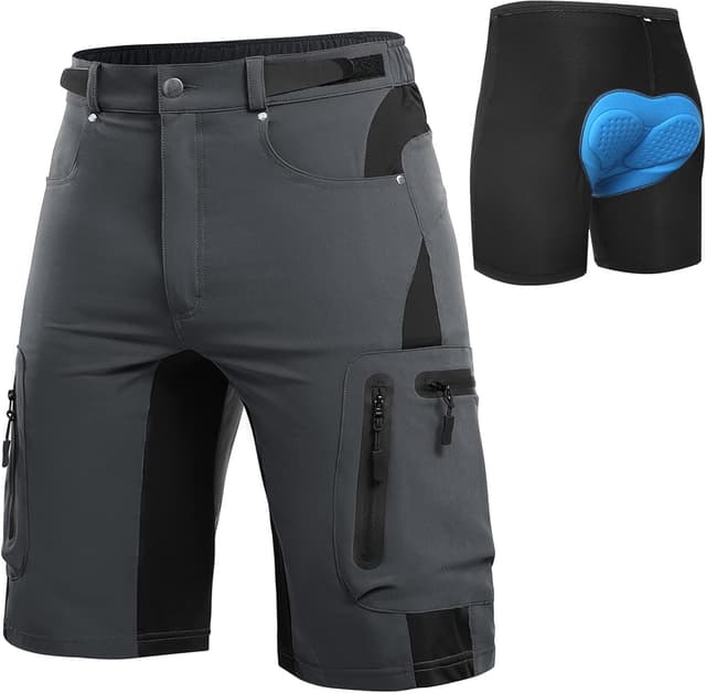 Detalle de Cycorld MTB Hose Herren – Schnelltrocknende Radlerhose mit 4D-Sitzpolster & Taschen (2-in-1-Set)