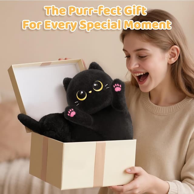 Thumbnail 6 de Mewaii 44in long cat plush body pillow (Black Cat) for hugging, lounging and sleep