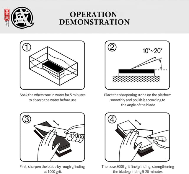Detalle de MITSUMOTO SAKARI Japanese Knife Sharpener Whetstone 1000/3000 grit with TPR non-slip base