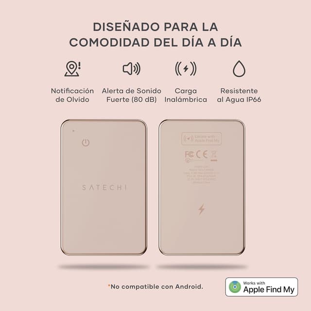 Detalle 1 de SATECHI FindAll Air Tag Card GPS 🧭 para Carteras Rosa Desierto
