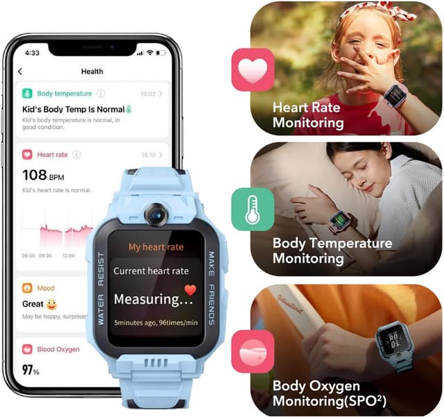 Thumbnail 6 de imoo Z7 Kids Smart Watch (Z7, Blue) with GPS tracker, video calling and IPX8 swim resistance