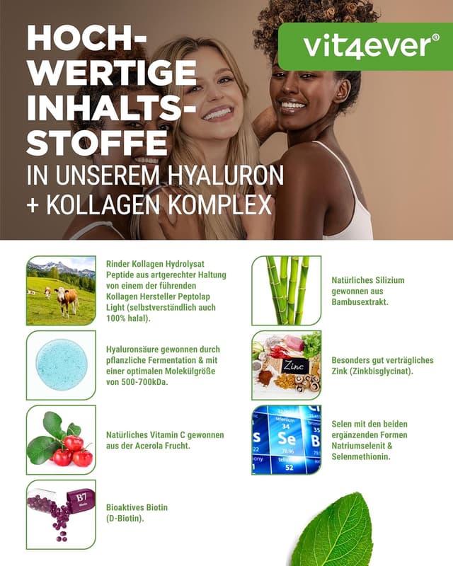 Thumbnail 2 de vit4ever Hyaluronsäure Kollagen Komplex 240 Kapseln 💊
