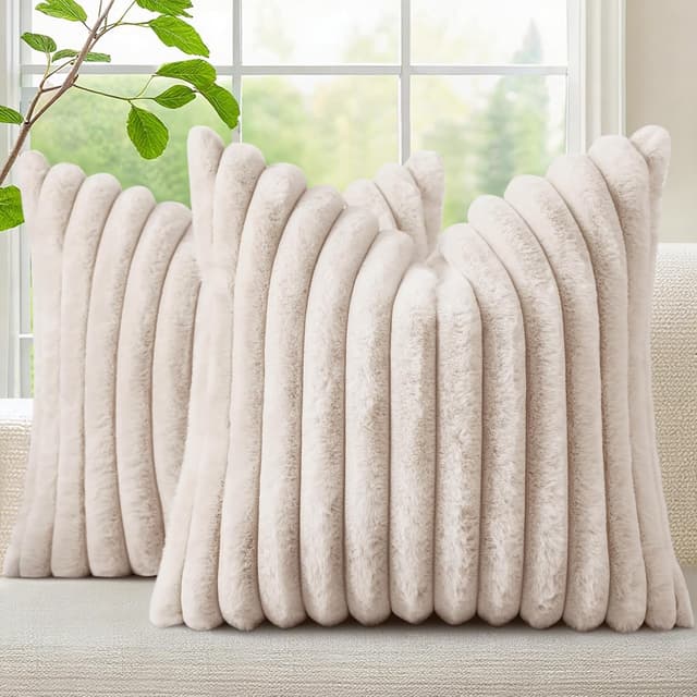 Imagen de decorUhome Faux Fur Pillow Covers 18x18 Set of 2 🛋 en OfertitasTOP