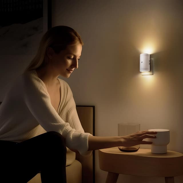 Detalle de LOHAS-LED Nachtlicht mit Bewegungsmelder (Warmweiß 3000K), dimmbar 0–100 lm – Steckdosen-Nachtlicht für Kinderzimmer, Flur & mehr