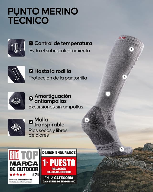 Detalle 2 de DANISH ENDURANCE Calcetines Lana Merino hasta rodilla