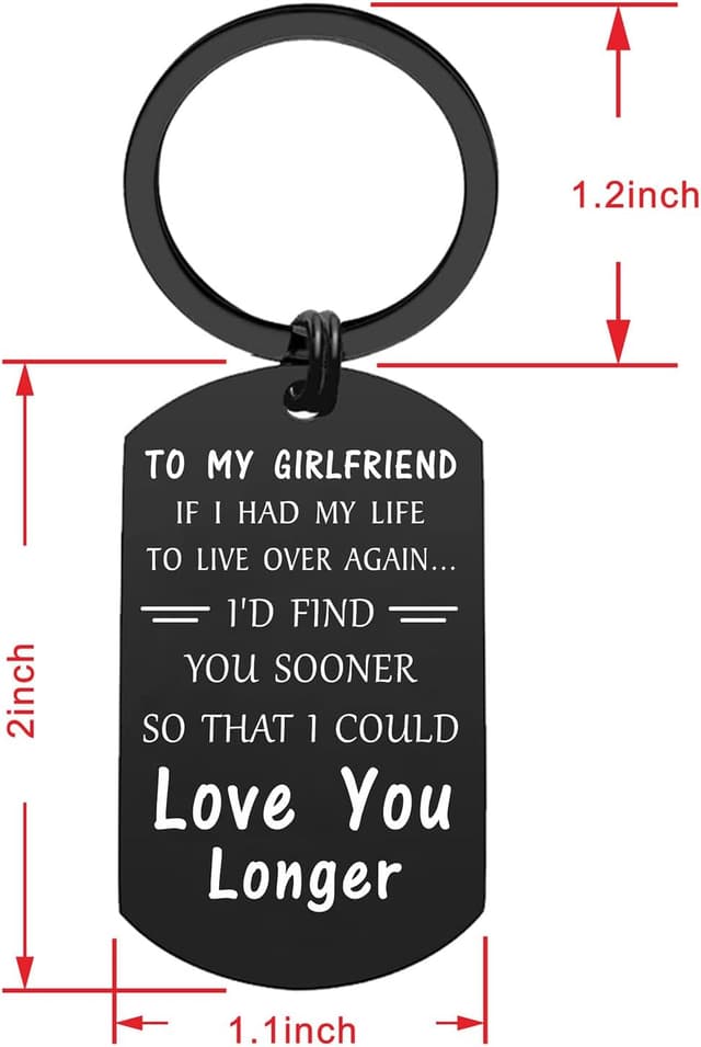 Detalle 2 de ENGZHI girlfriend metal keyring with engraved “Drive safe” message for birthdays, anniversaries & Valentine’s Day