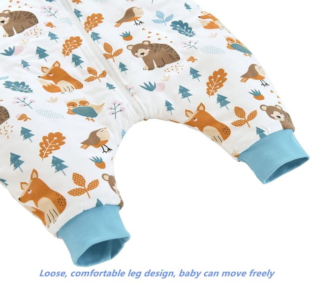 Detalle 2 de Chilsuessy Baby Schlafsack mit Füßen 2,5 Tog (Ganzjahr), Waldtiere – passend für Babyhöhe 80–90 cm