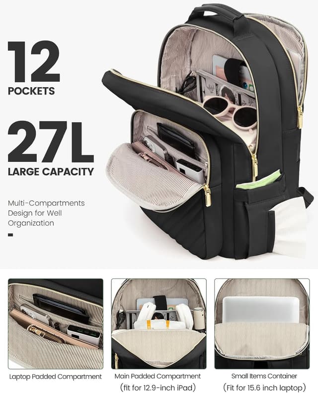 Detalle 2 de LOVEVOOK Laptop Backpack Purse 15.6 in