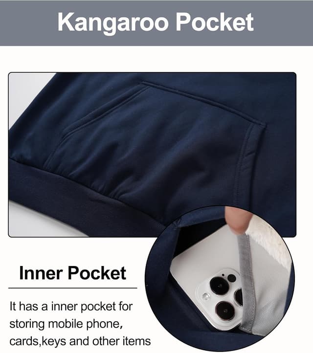 Detalle de Cavva men’s fleece-lined hoodie sweatshirt with kangaroo pocket for cold-weather wear