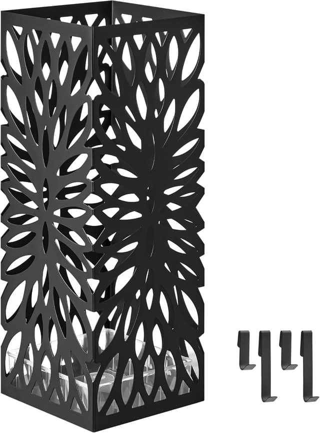 Detalle de SONGMICS LUC026B33 : porte-parapluies sur pied en acier avec réceptacle d’eau amovible