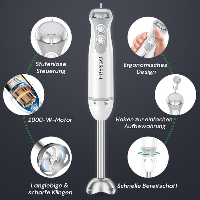 Detalle 2 de FRESKO 4-in-1 Stabmixer 1000W 🍲