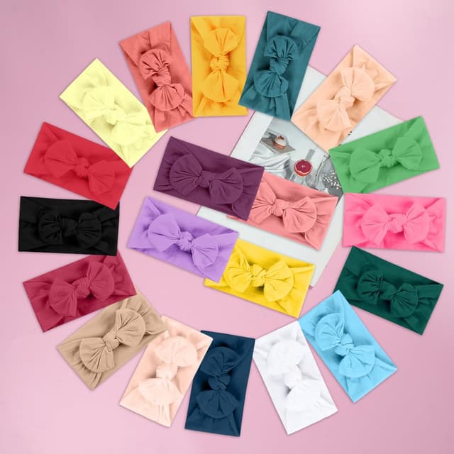 Detalle de Aolso Baby Stirnband-Set (20 Stück) mit Schleifen aus Nylon für Baby Mädchen