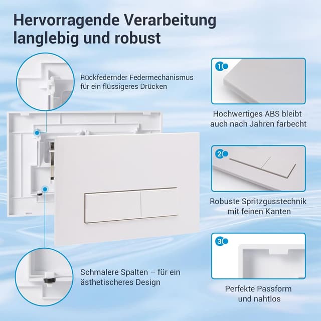 Detalle de Mendorio WC Drückerplatte kompatibel mit Geberit Sigma / UP300 & UP320 (Doppelspülung) – 245 × 164 mm, weiß