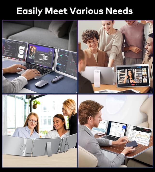 Thumbnail 6 de FOPO 14" Triple Monitor Laptop Screen Extender (S7) — FHD 1920x1200 16:10 Portable Triple Display