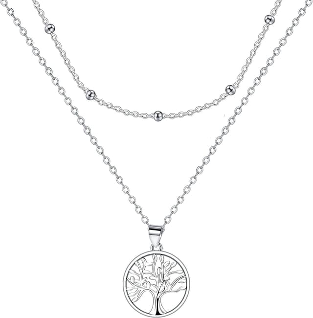 Detalle de Collier arbre de vie en argent sterling 925 J.WUEN pour femme (45 + 5 cm) avec coffret cadeau