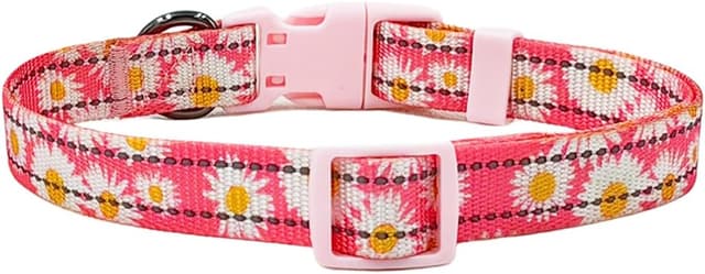 Detalle 2 de Olahibi Basic Dog Collar (M, Pink Daisy) with Reflective Stripes