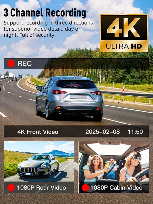 Detalle de 3 Channel 5G WiFi Dash Cam 64GB