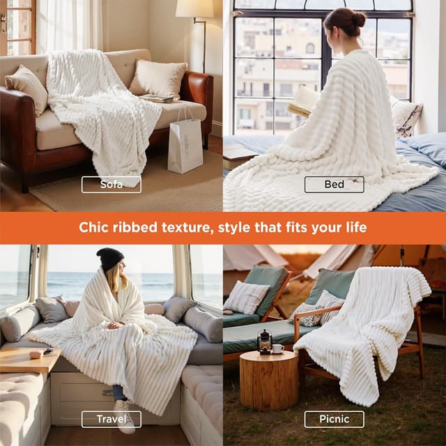 Thumbnail 4 de Bedsure Fleece Throw Blanket 130 x 170 cm