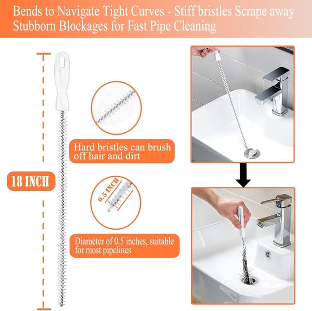 Detalle 2 de Drain Snake Hair Drain Clog Remover Tool Set (flexible grabber claw, sink cleaner + spring snake)