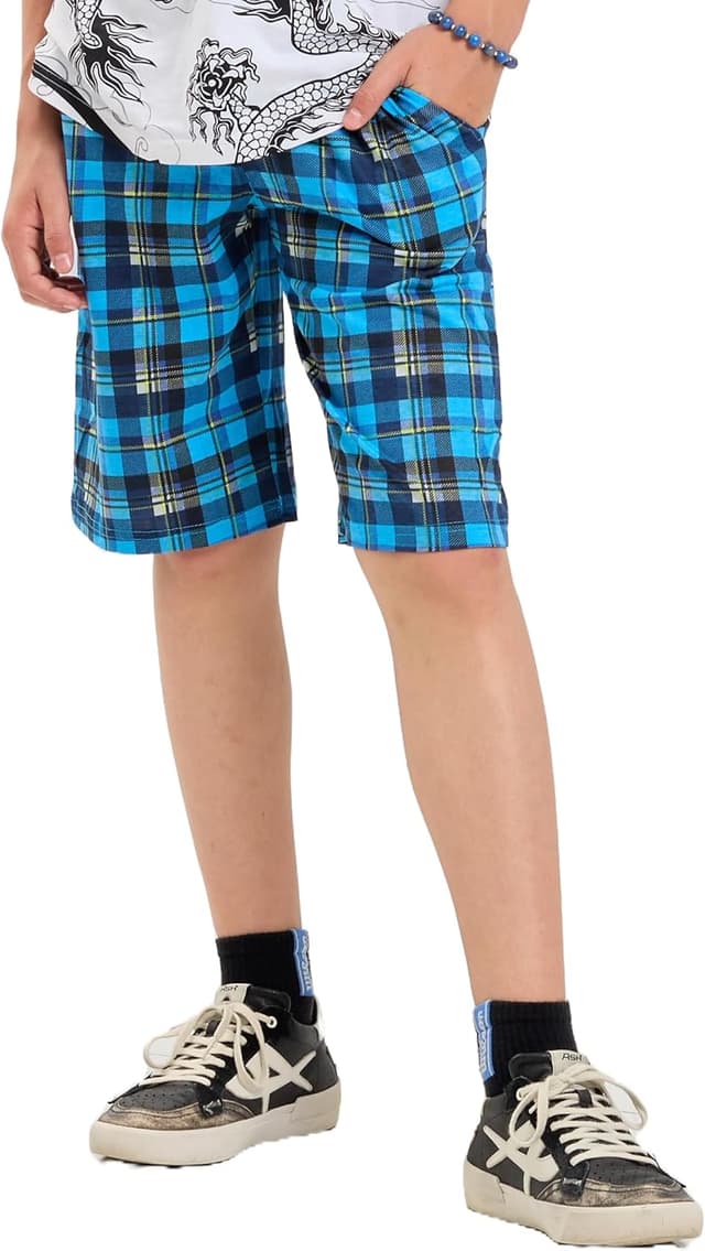 Detalle de MOR Kariert Kinder-Shorts für Jungen & Mädchen (Größe 134–176) aus 100% Baumwolle