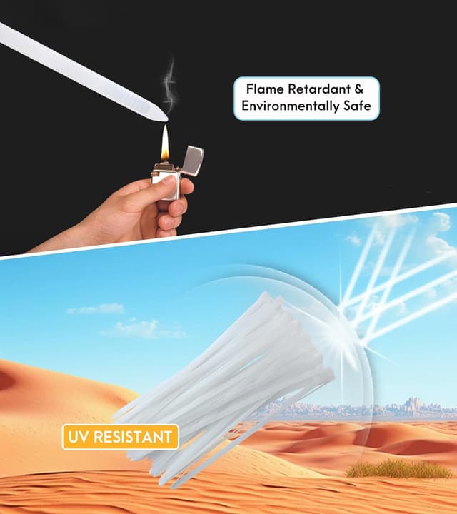 Detalle 1 de Menylon Clear Cable Ties 300mm x 7.6mm (50-pack) heavy-duty long white zip ties