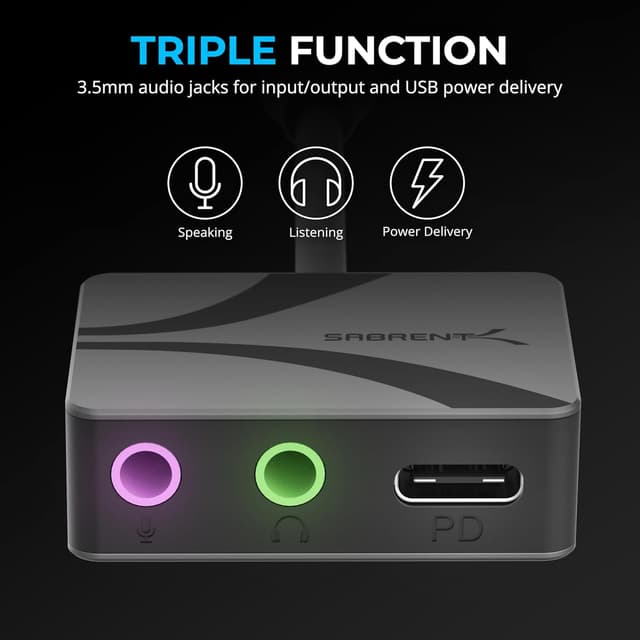 Detalle de SABRENT USB-C Audio Adapter 24-Bit 96 kHz