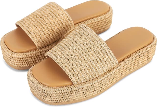 Detalle de EQAUDES Platform Slip-On Espadrille Sandals for Women Wedges Slides (Bohemia, Open Toe)