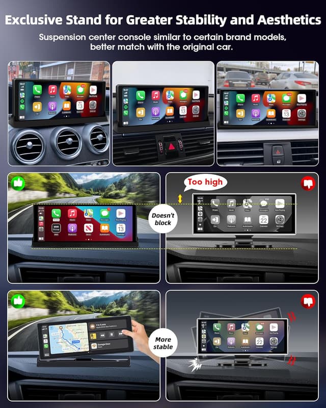 Detalle de CarPlay/Android Auto Display (10,26 Zoll) mit Superlink-Streaming & Basishalterung – Einbindung ins Armaturenbrett