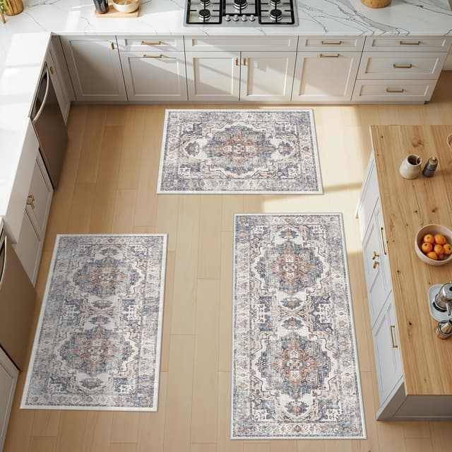Imagen de Kitchen Rug Set 4-Pack, Water-Resistant Mats en OfertitasTOP