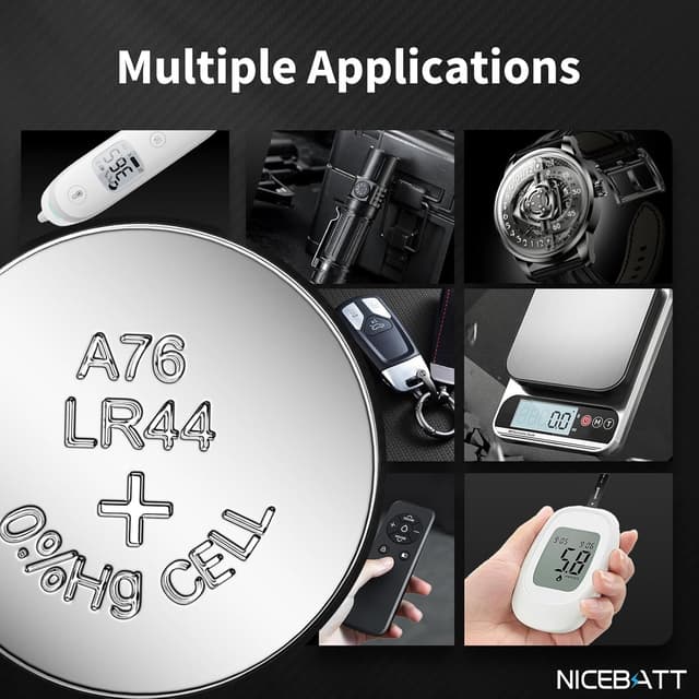 Thumbnail 6 de NICEBATT LR44 Batteries 60 Pack (AG13, L1154F 357 303 SR44 A76) Premium Alkaline 1.5V Coin Cell