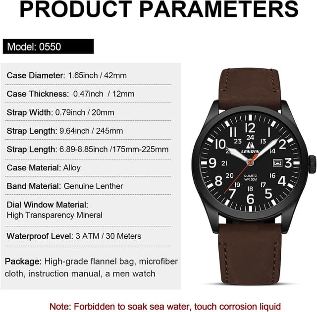 Thumbnail 6 de LN LENQIN Herren Militäruhr 42 mm