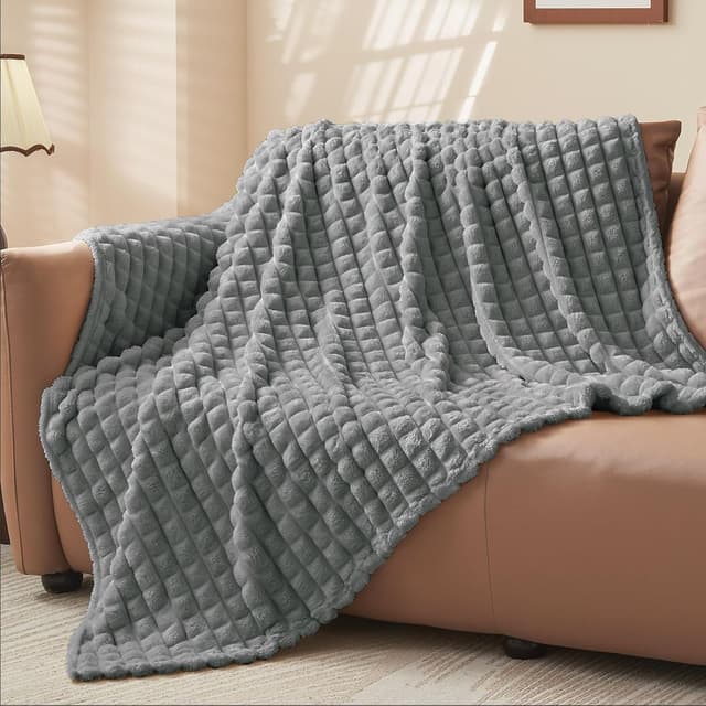 Detalle de BEDELITE Kuscheldecke Flauschig 150x200 (weiches XL Flanell) – grau Karo als Couch-Überwurf