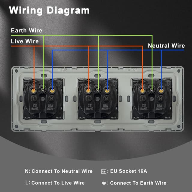 Thumbnail 6 de TAWOIA Schuko-Unterputz-Steckdose 3-fach (EU-Standard), 2,5D gebogene Glasplatte, grau
