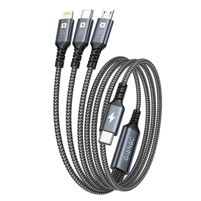 Detalle de GIANAC 100W USB-C Multi Kabel Lang 2M 3-in-1 Ladekabel