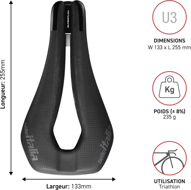 Detalle de Selle WATT Gel Superflow TI noir - U3 (Nera) : selle de triathlon orientée confort