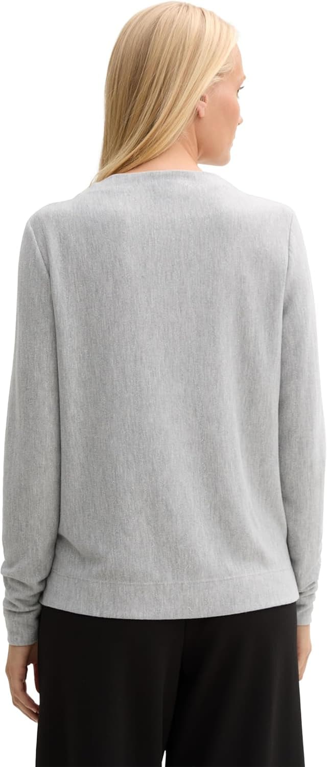 Detalle de TOM TAILOR maglietta donna a maniche lunghe a righe dall’aspetto brillante