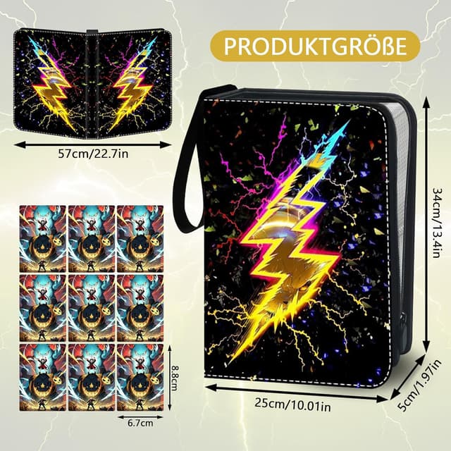 Detalle 2 de ShifenHong Sammelalbum groß für Sammelkarten mit Reißverschluss und 3-Ring-Mechanik