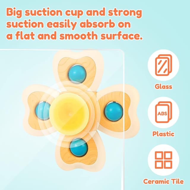 Detalle 2 de Baby Suction Cup Spinning Top Toys 4 pcs