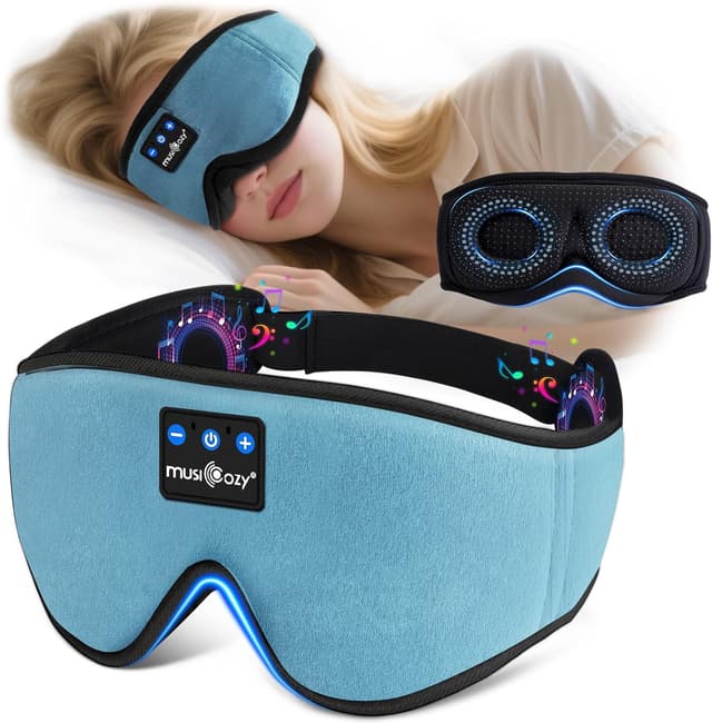 Detalle de MUSICOZY Sleep mask Headphones with Bluetooth for side sleepers (100% blackout, 3D)