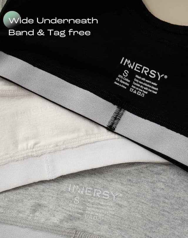 Detalle 1 de INNERSY Girls Sports Bra Cotton Crop Tops 6-16