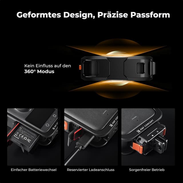 Detalle 2 de K&F CONCEPT Kamerakäfig für DJI Osmo 360 – Aluminium-Schutzgehäuse mit Silikon-Objektivabdeckung