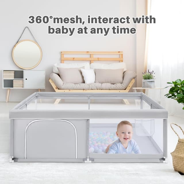 Thumbnail 4 de BEJOY Large Baby Playpen 180×200cm with mesh door