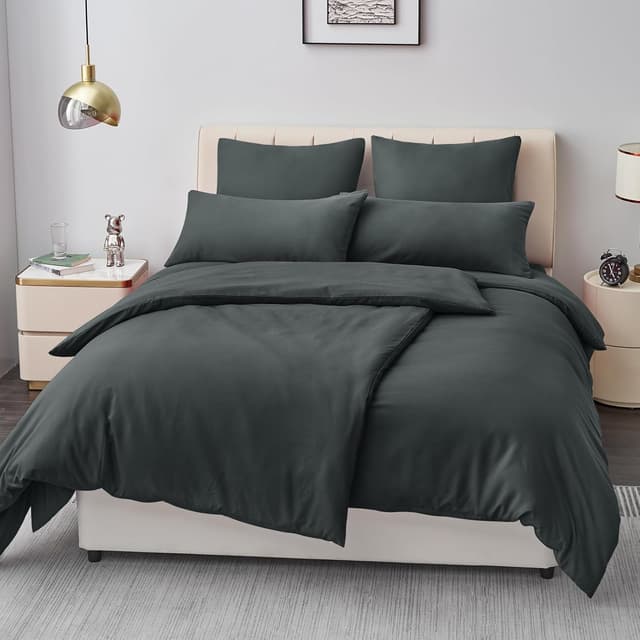 Detalle 2 de Aisbo Bettwäsche 135x200 4tlg Grau Mikrofaser