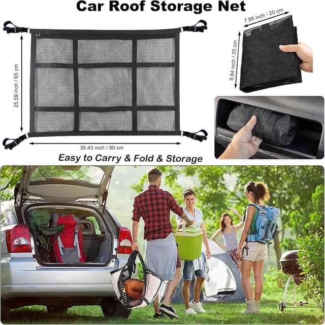 Detalle 2 de ViMOQi Double Layer Cargo Net for Van & Car Roof Storage (90 x 65 cm) — Foldable organiser