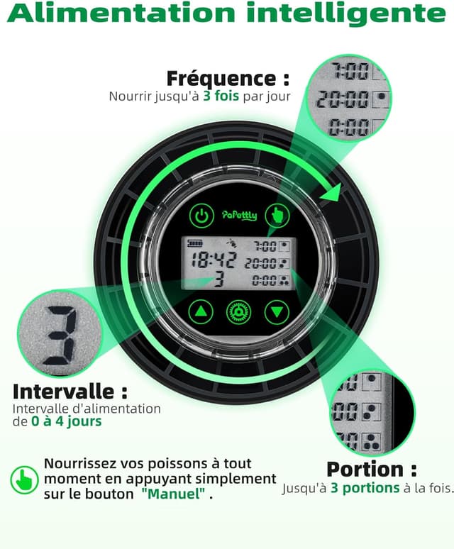 Thumbnail 4 de Papettly Distributeur automatique nourriture poisson avec minuterie 🐟