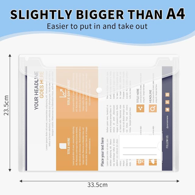 Detalle 2 de Smarpau Plastic Wallets A4 (32-pack) – Transparent document folders with popper & label pocket