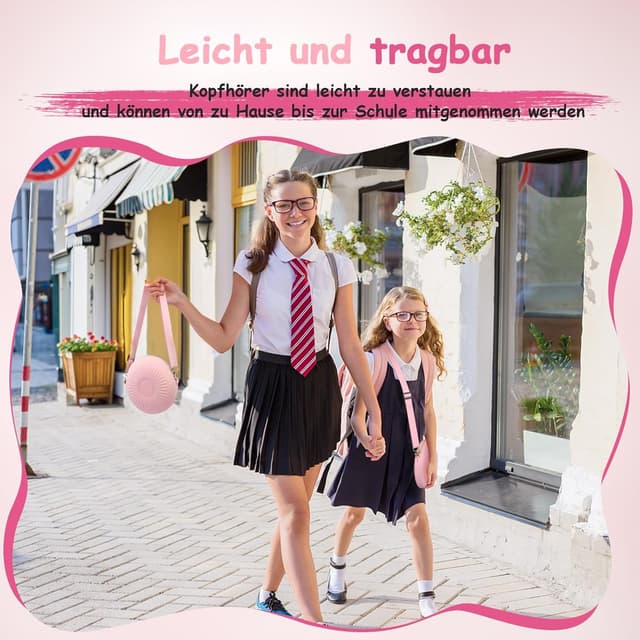 Thumbnail 6 de TONOSHARK Kinderkopfhörer mit Kabel klappbar (3,5-mm-Klinke), Mikrofon, Gehörschutz 85/94 dB – Rosa